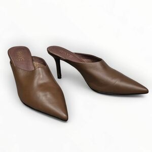RAYE Sven Brown Leather Pointed Toe Heeled Mules 8M